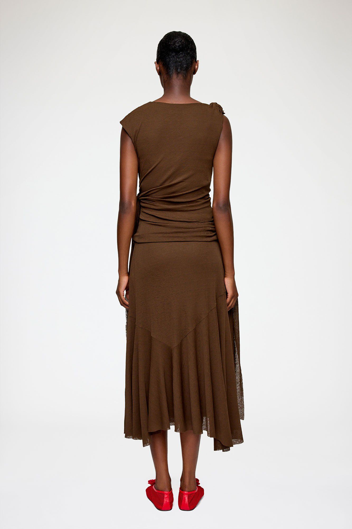 Marl Mesh Draped Knot Detailing Lon