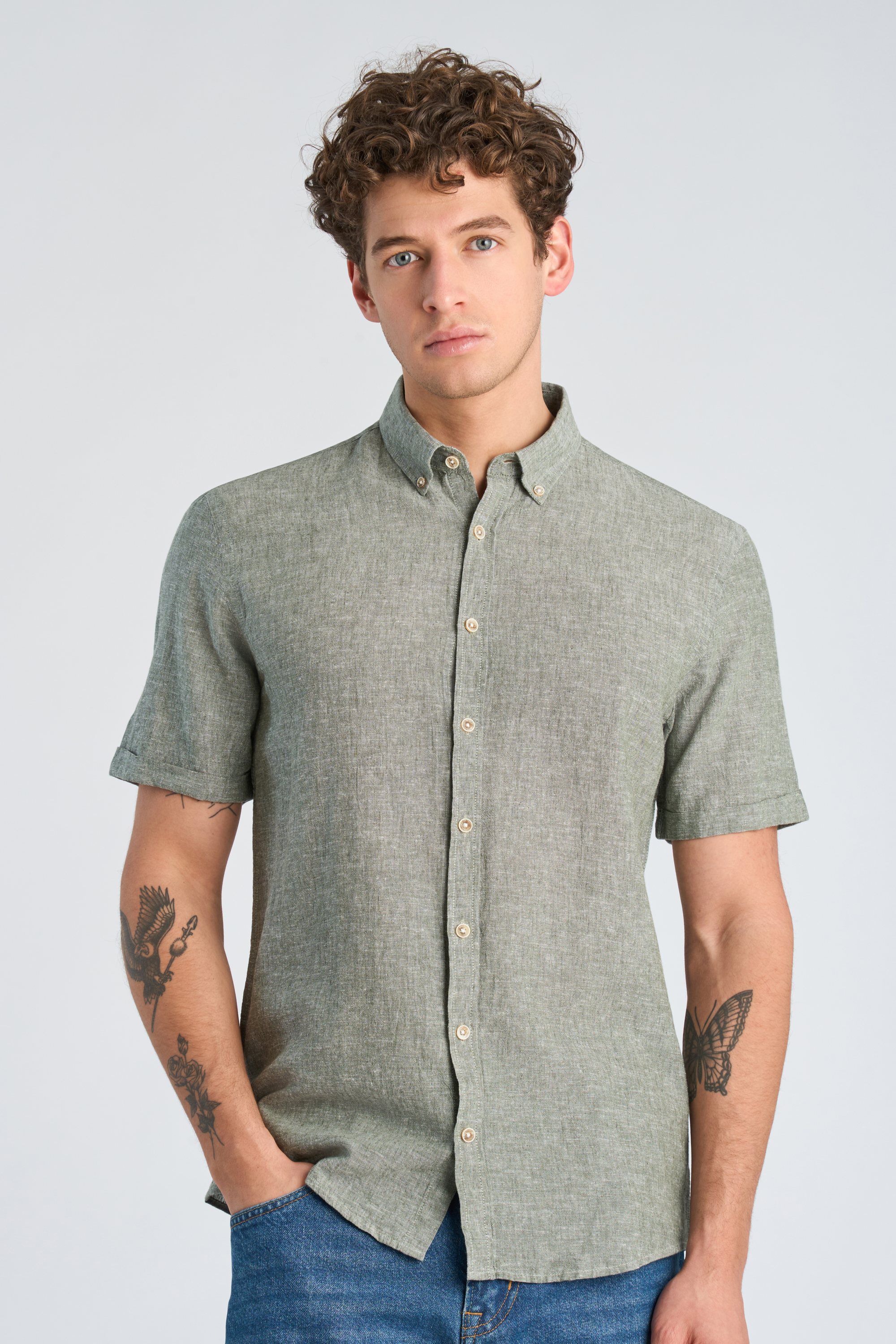 Cotton/linen shirt S/S