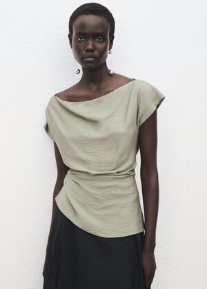 Modal blouse with asymmetrical coll