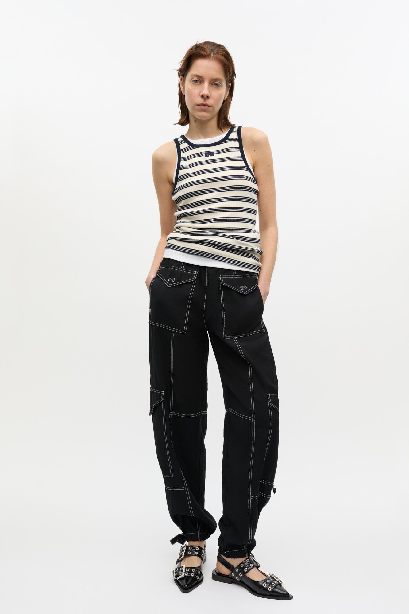 Light Slub High Waist Pocket Pants