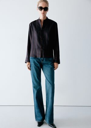 Striped blouse with frogging detail