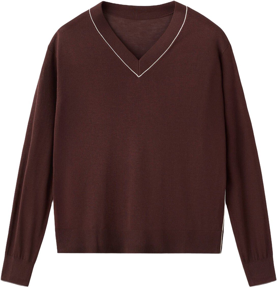 V-neck sweater with contrasting tri