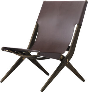 Saxe chair, dark oiled oak/brown leather