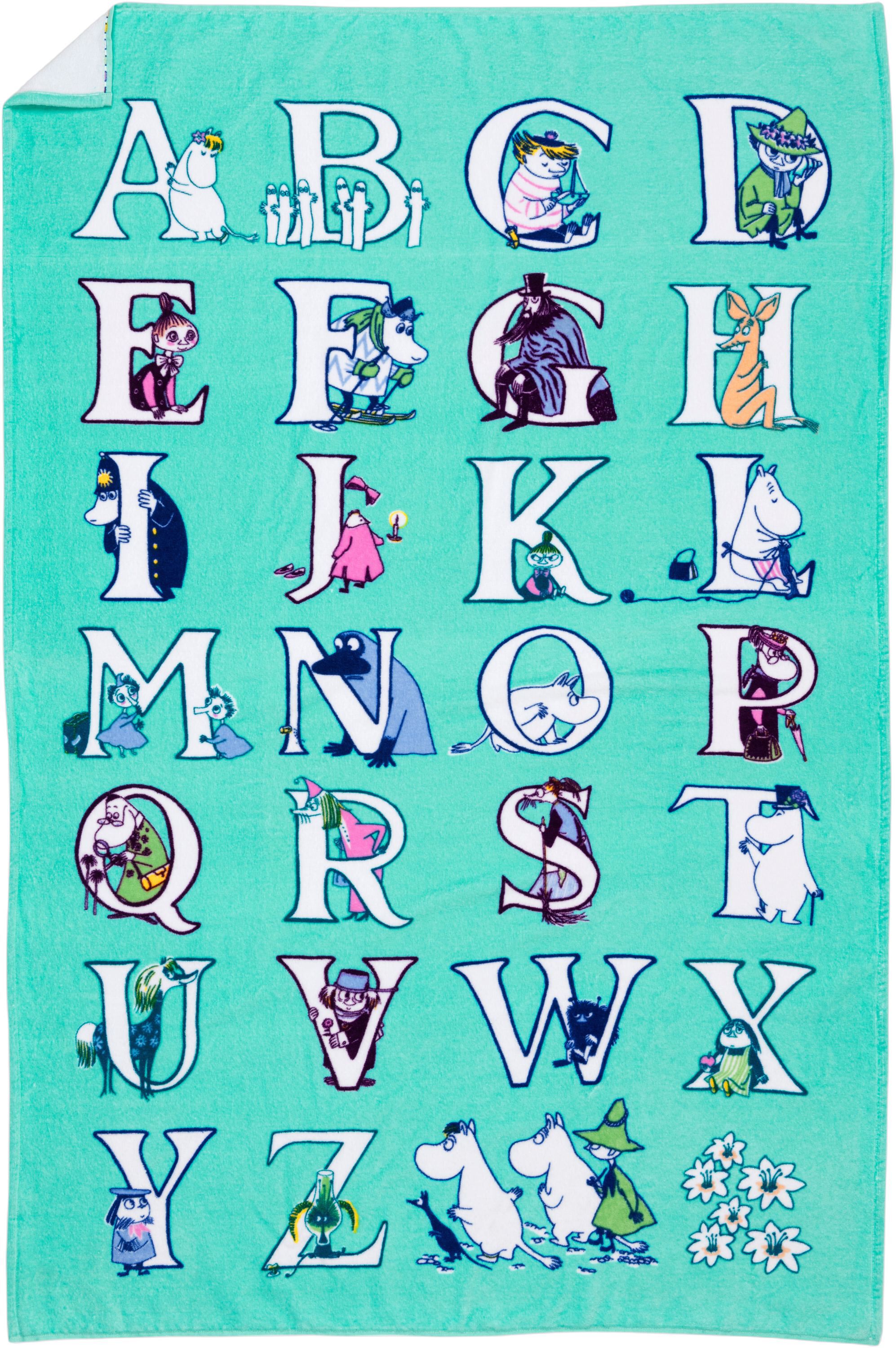 Moomin badeh&aring;ndkl&aelig;de 95x150 Alfabet GOTS