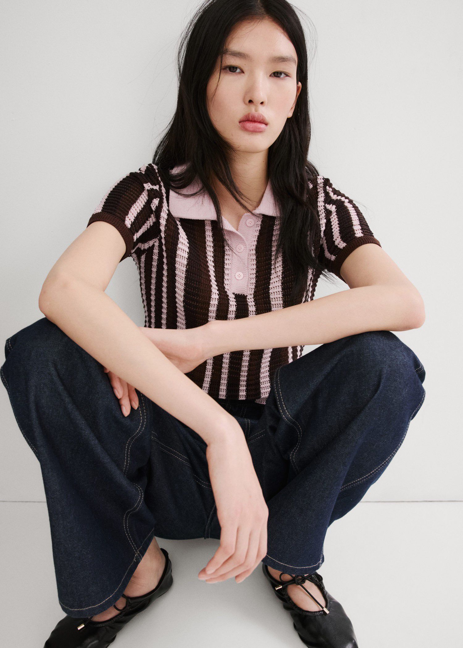 Knitted polo-neck sweater