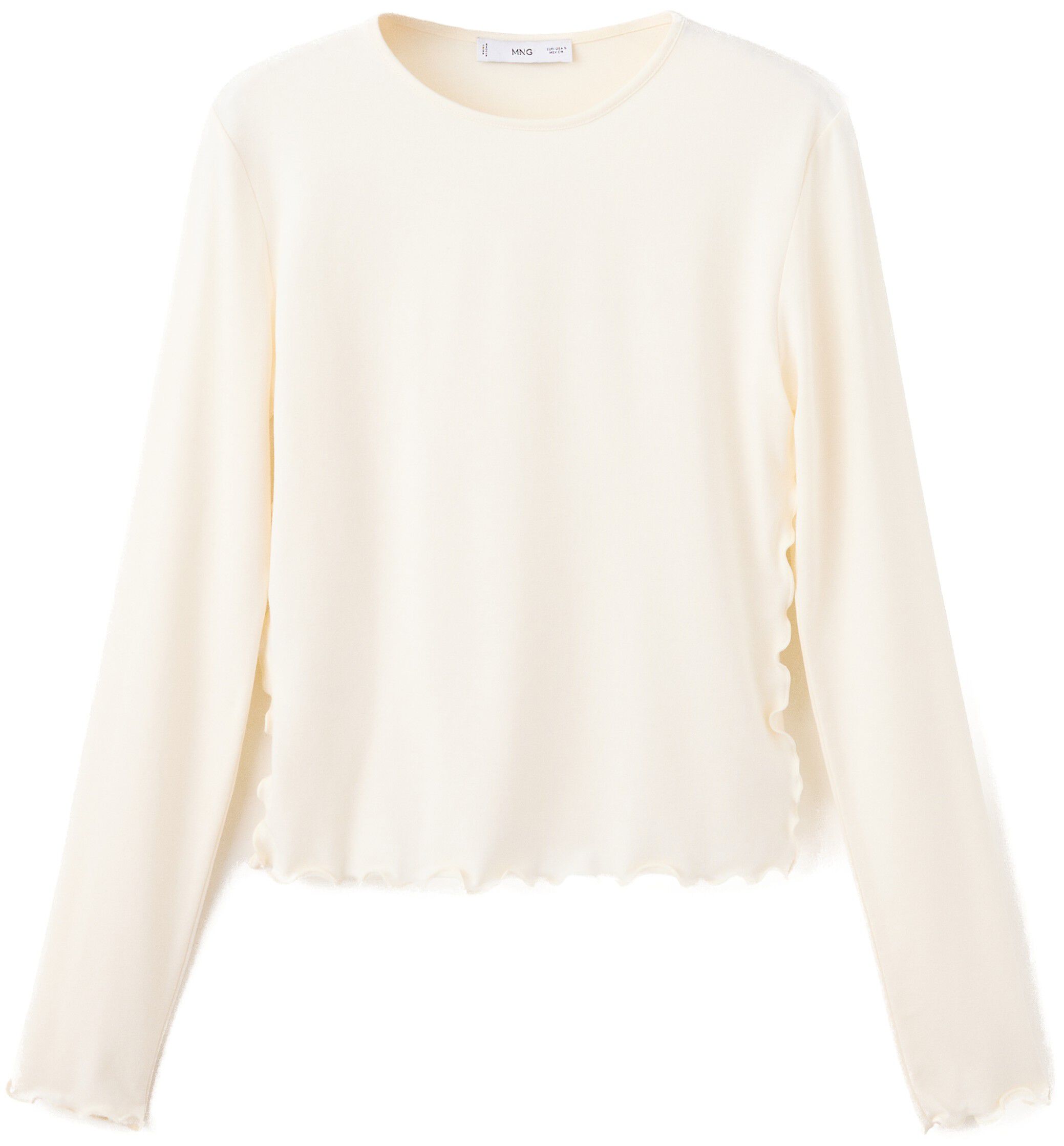 Ribbed T-shirt with scalloped trim