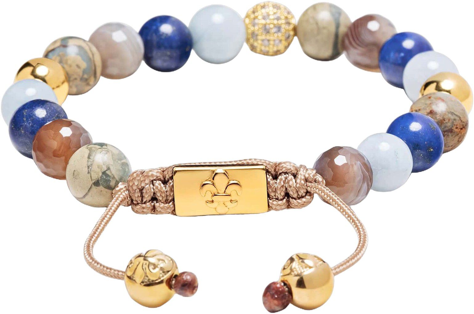 Women's Beaded Bracelet with Aquamarine, Blue Lapis, Opal, a