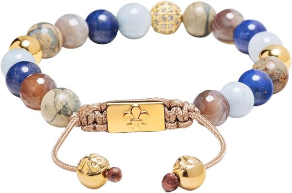 Women's Beaded Bracelet with Aquamarine, Blue Lapis, Opal, a