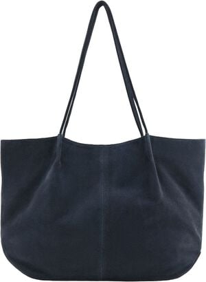 Suede leather shopper bag