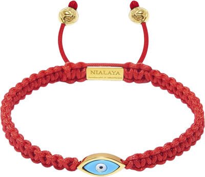 Men's Red String Bracelet with Gold Plated Evil Eye