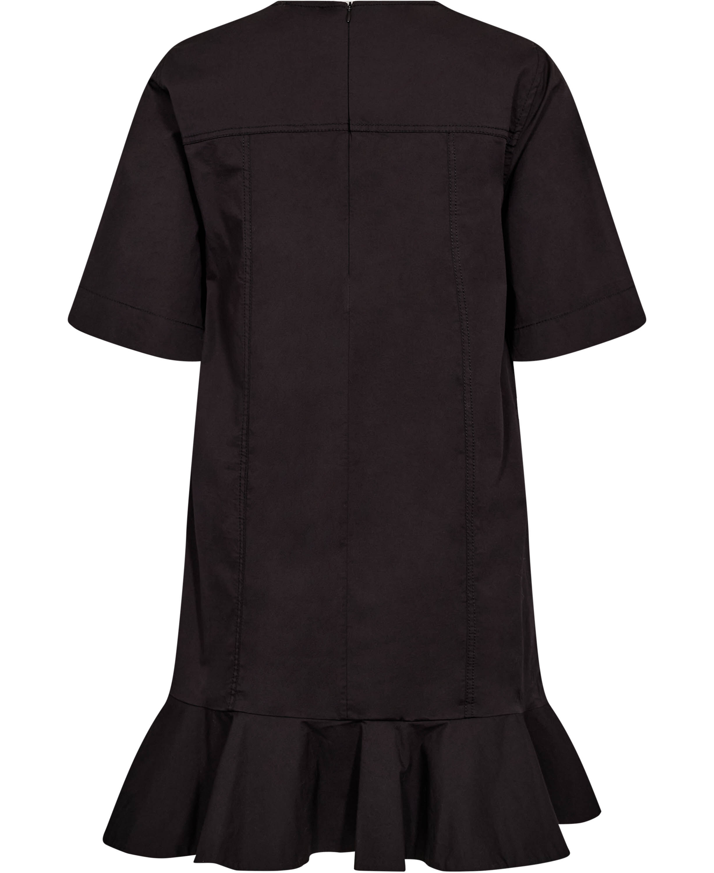 Stretch Cotton Mini Dress w. Frill