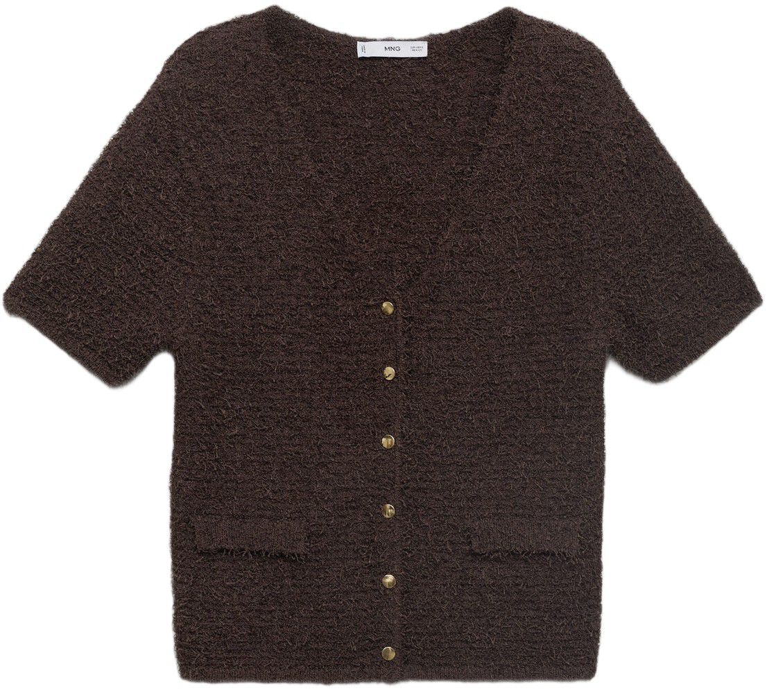 Short-sleeved boucl&eacute; cardigan