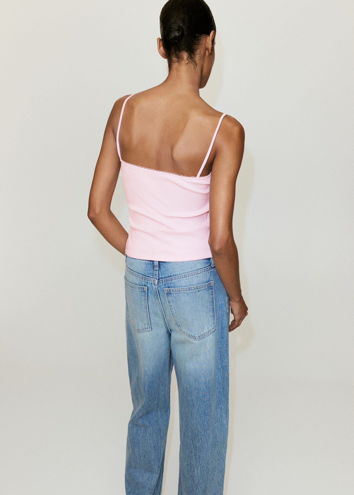 Pink embroidered cotton top