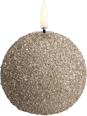 LED round candle, Champagne, Glitter, 7x7 cm
