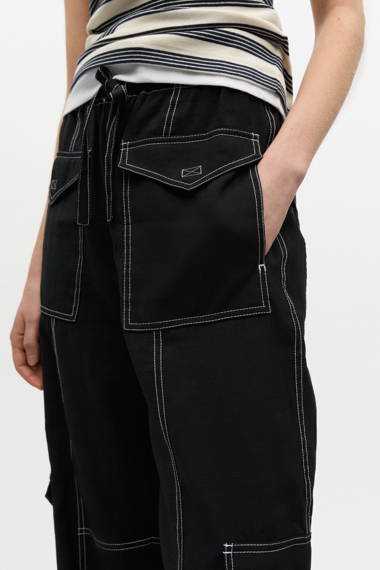 Light Slub High Waist Pocket Pants