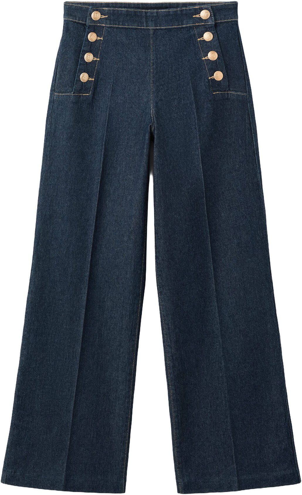 Wide-leg jeans with side buttons