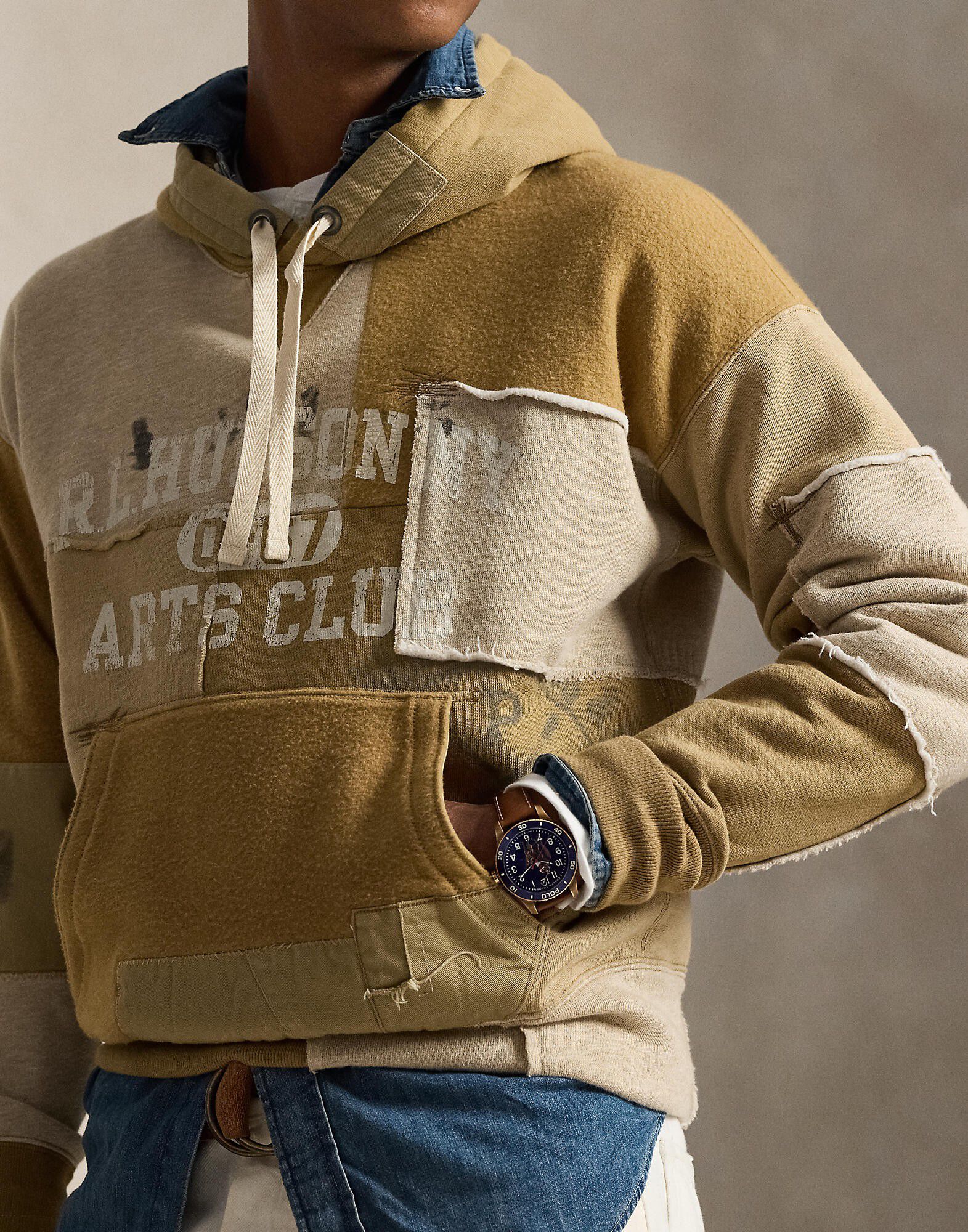 Vintage Fit Patchwork Fleece Hoodie