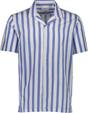 Cot/lin striped resort S/S