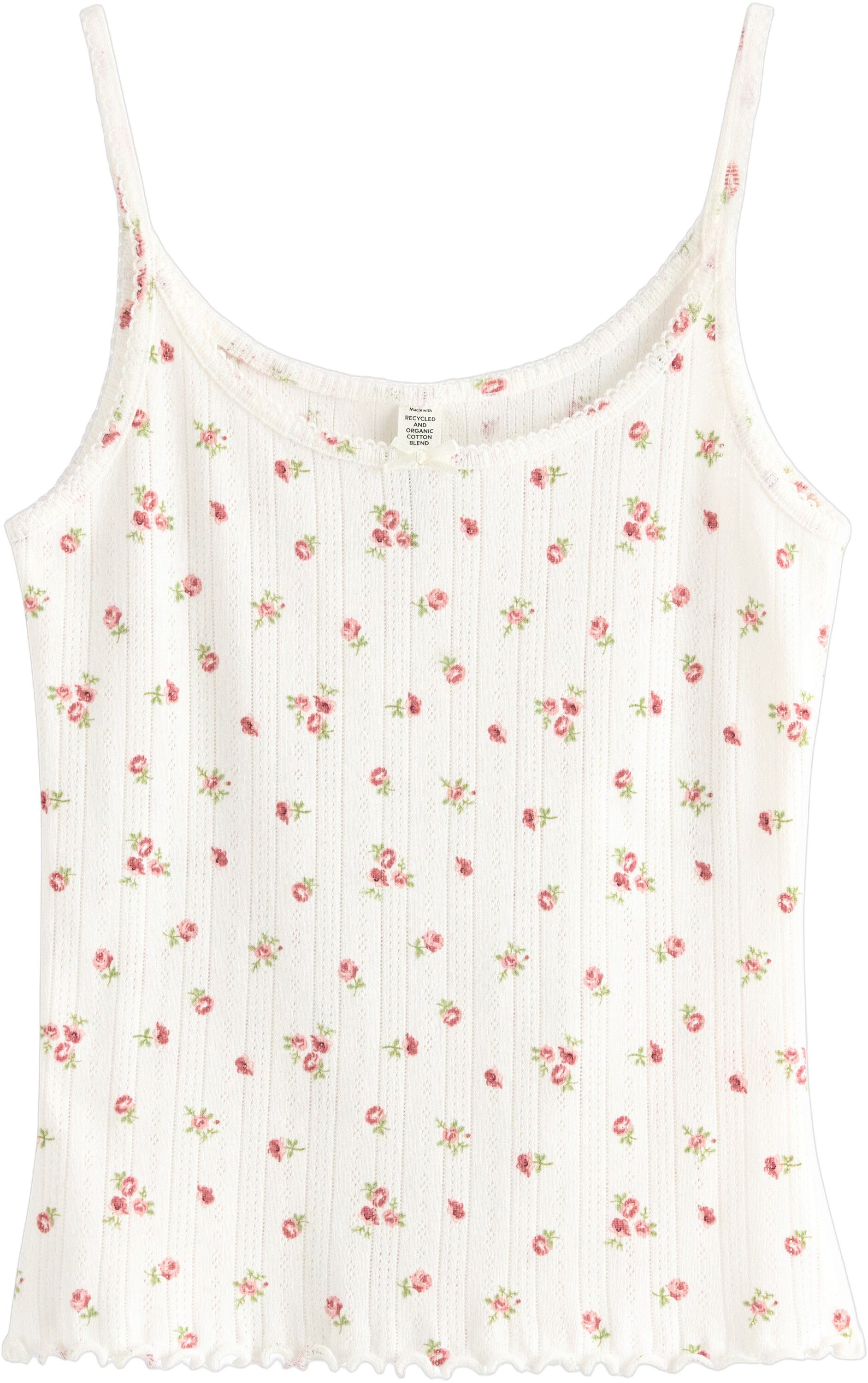 Pyjama top in soft cotton pointelle