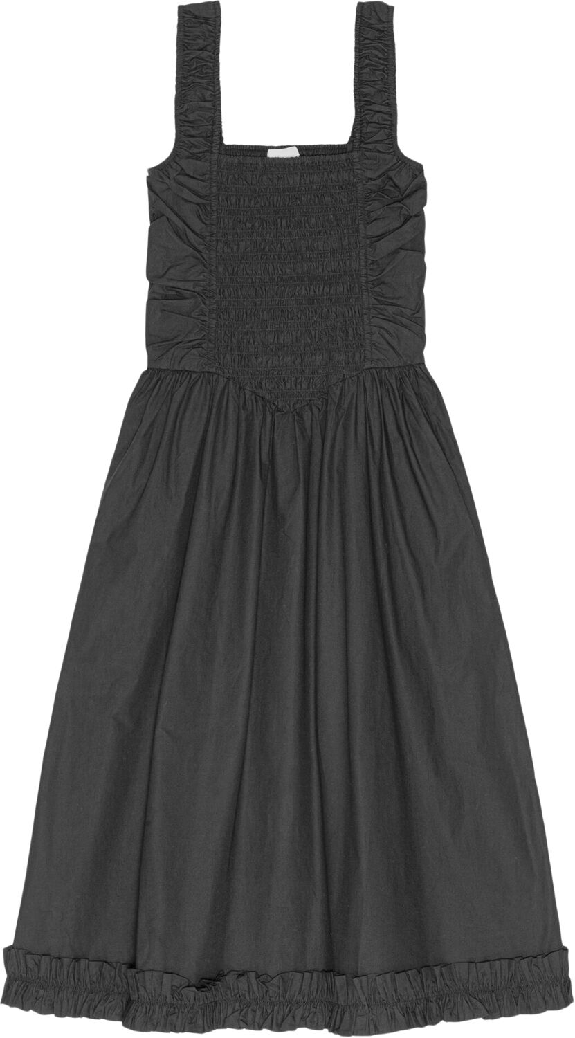 Cotton Poplin Midi Strap Smock Dres