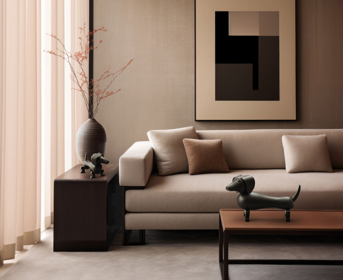 Gravhund mellem m&oslash;rk bejdset eg