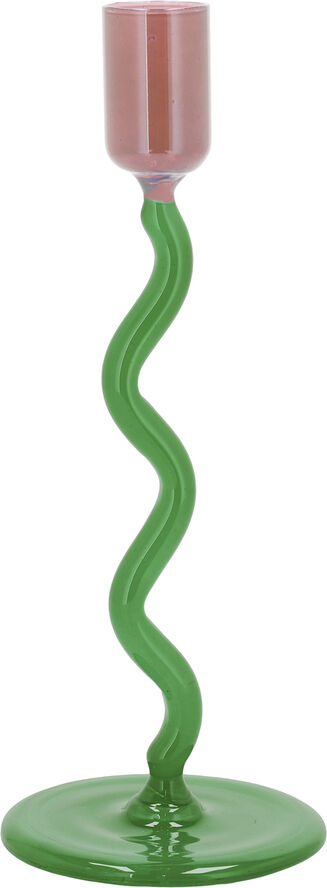 Ljusstake Styles 8,5 x 19,6 cm Grön/Rosa Glas