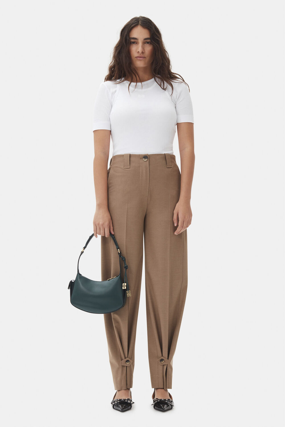 Drapey Melange Mid Waist Pants