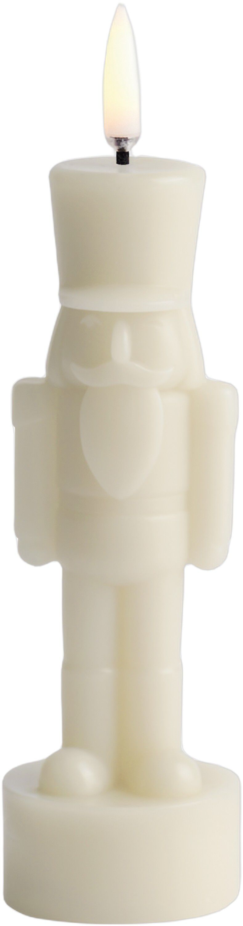 LED candle, Nutcracker, Oyster grey, Smooth, 6x16,5 cm