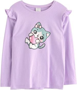 Long-sleeved top in soft cotton wit