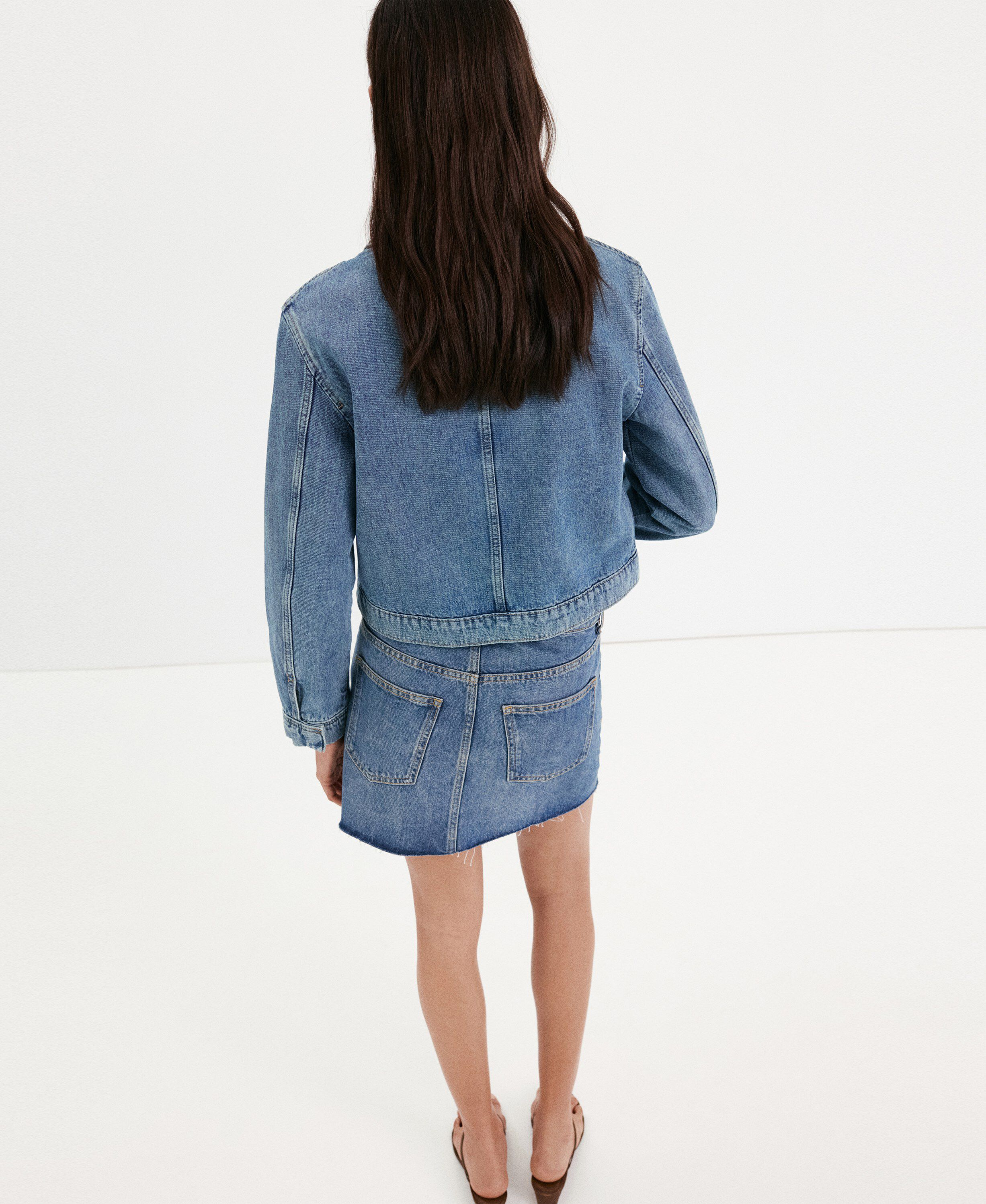 Denim jacket with toggle details
