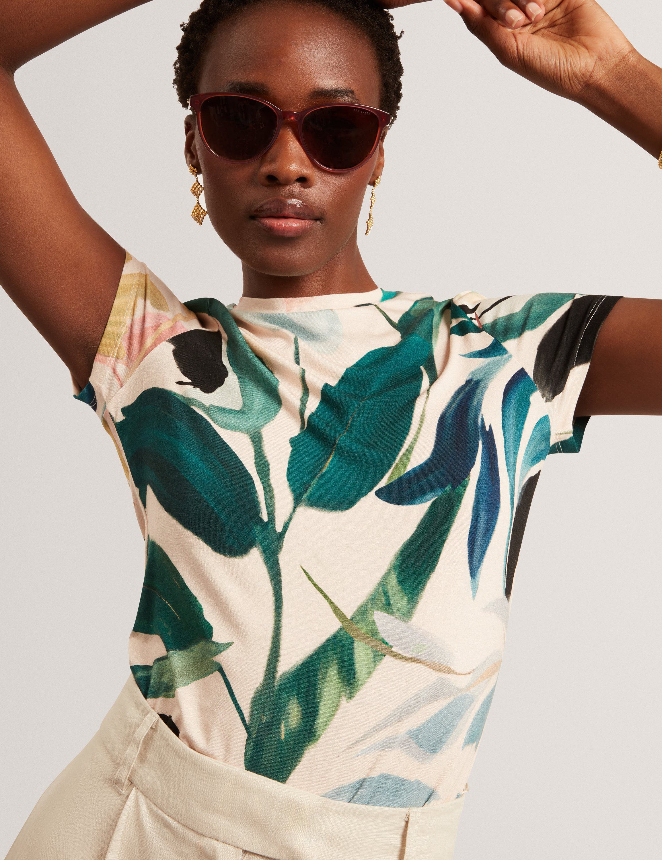 HAIILEY Printed Fitted Short Sleeve