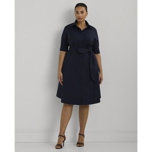 Belted Cotton-Blend Shirtdress