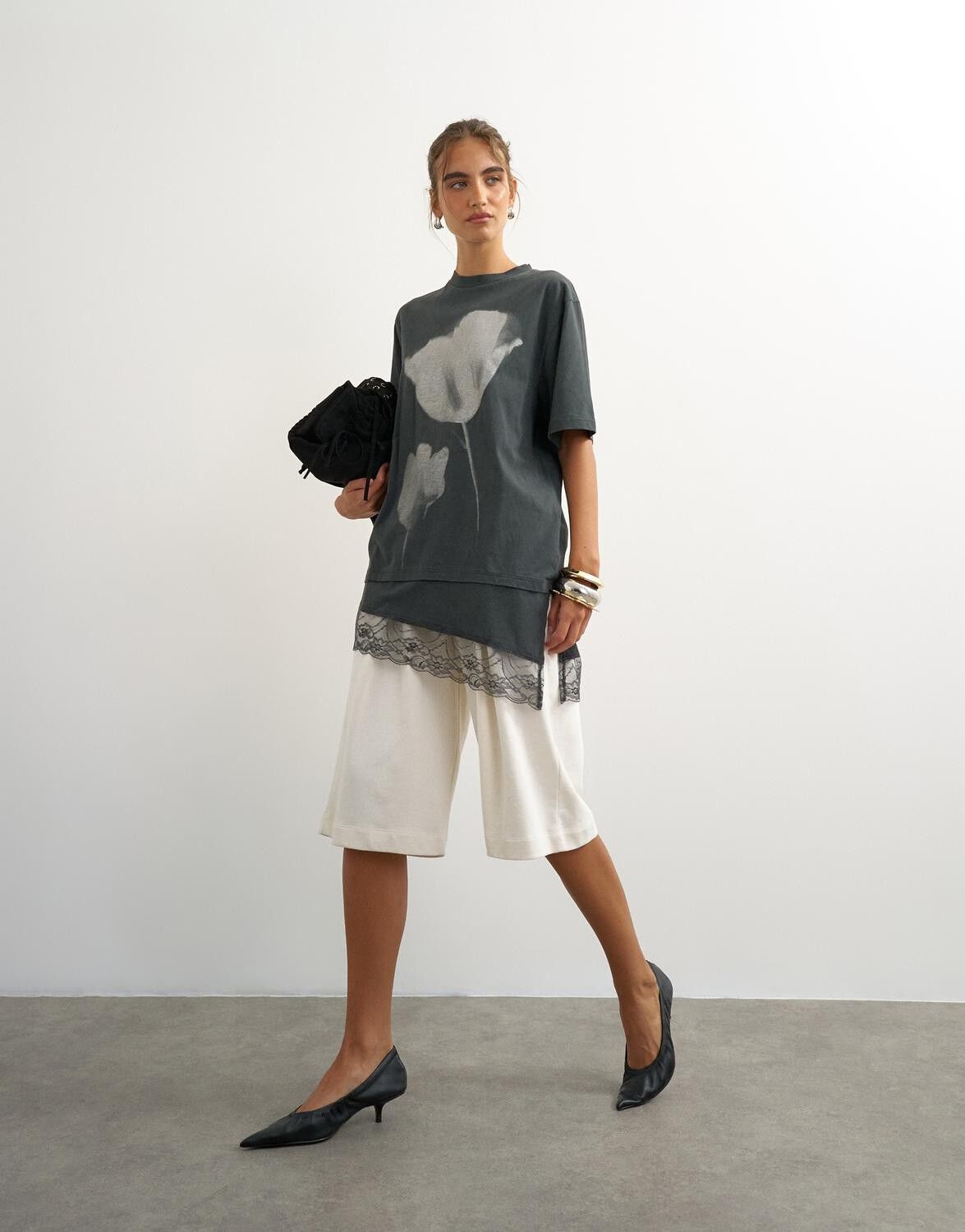 Tsbrit S/S Lace Floral Tee Jrs