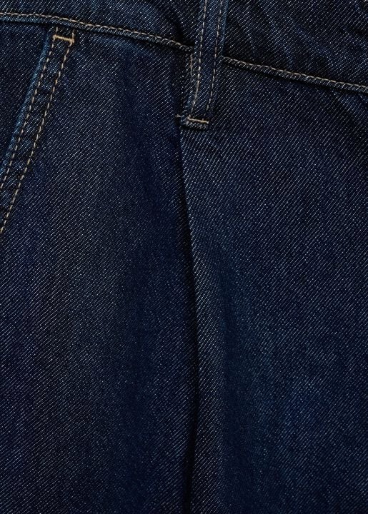 Rinse wash pleated denim bermuda sh