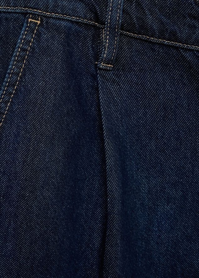 Rinse wash pleated denim bermuda sh