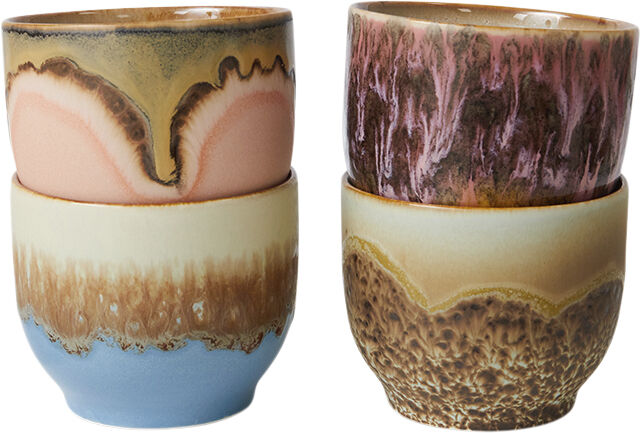 70s ceramics caf&eacute; cups lagoon set of 4