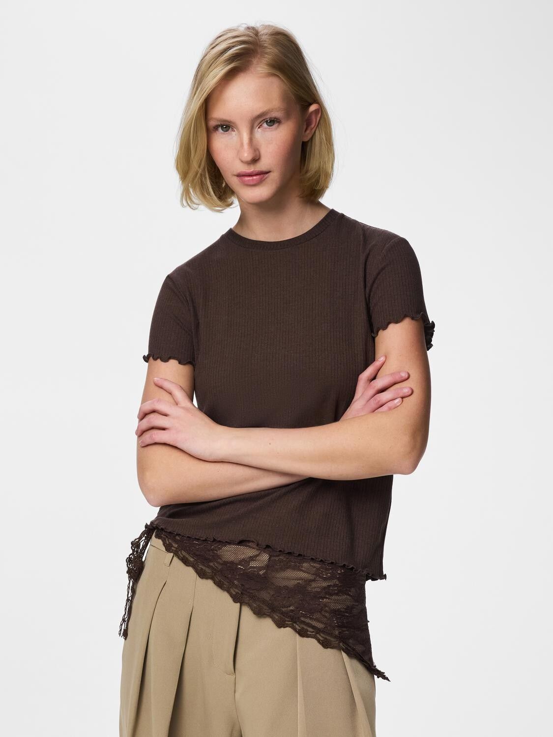 Pcnicca Ss O-Neck Top Jrs Noos