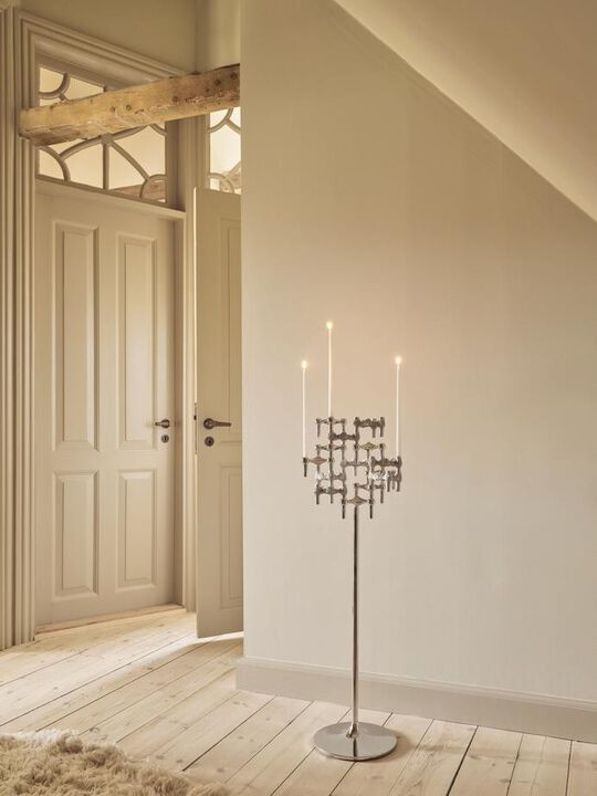 Quist candle holder set with 3 pcs - brushed chrome