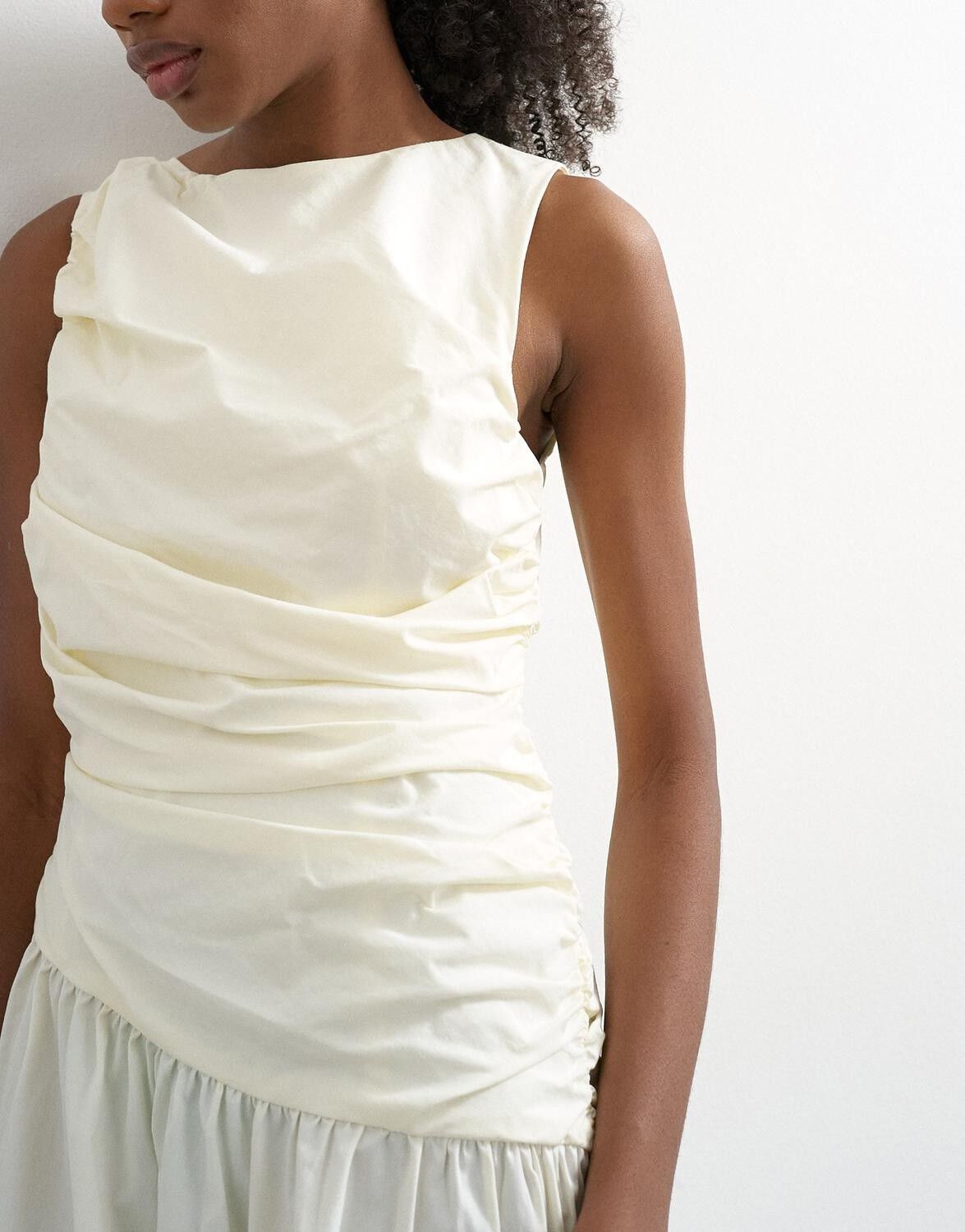 Tscaros Poplin Ruched Maxi Dress Wvn