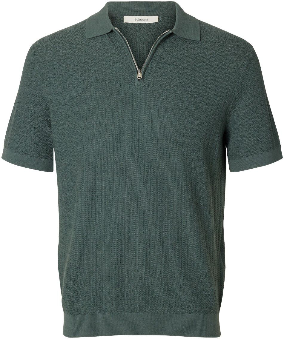 Slmcran Ss Knit Structure Zip Polo Noos