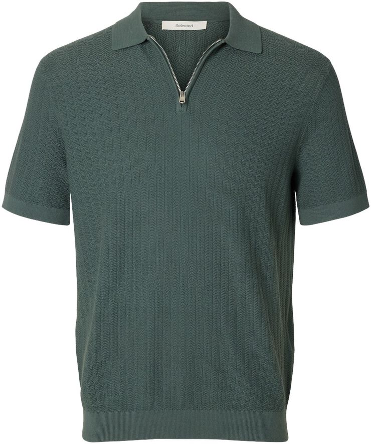 SLHCRAN SS KNIT STRUCTURE ZIP POLO