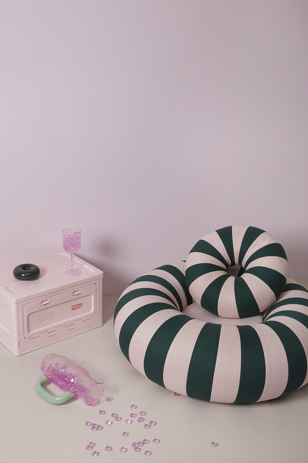 FLOAT PILLOW, DARK GREEN/ROSE