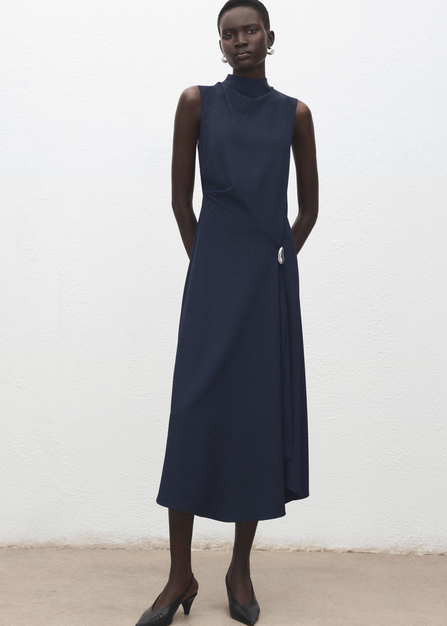 A-line dress with metal embellishme