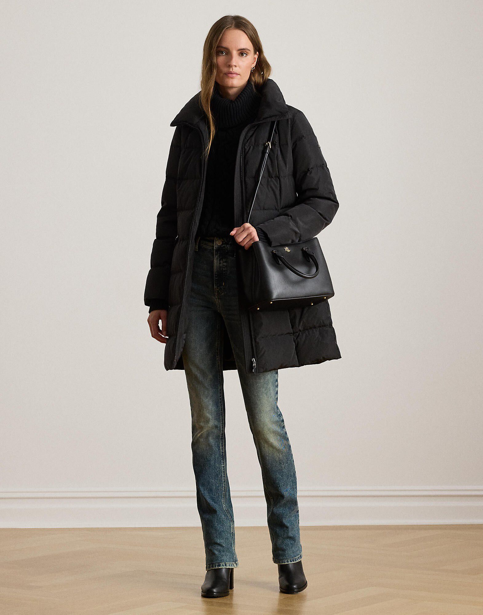 Crest-Patch Hooded Quilted Down Coat