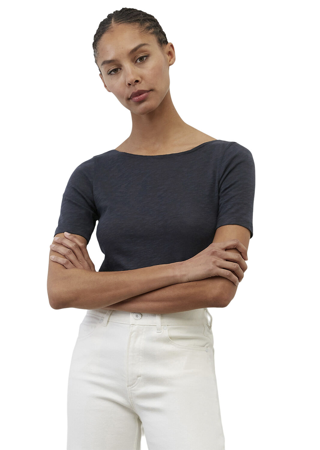 T-shirt, short-sleeve, boat-neck