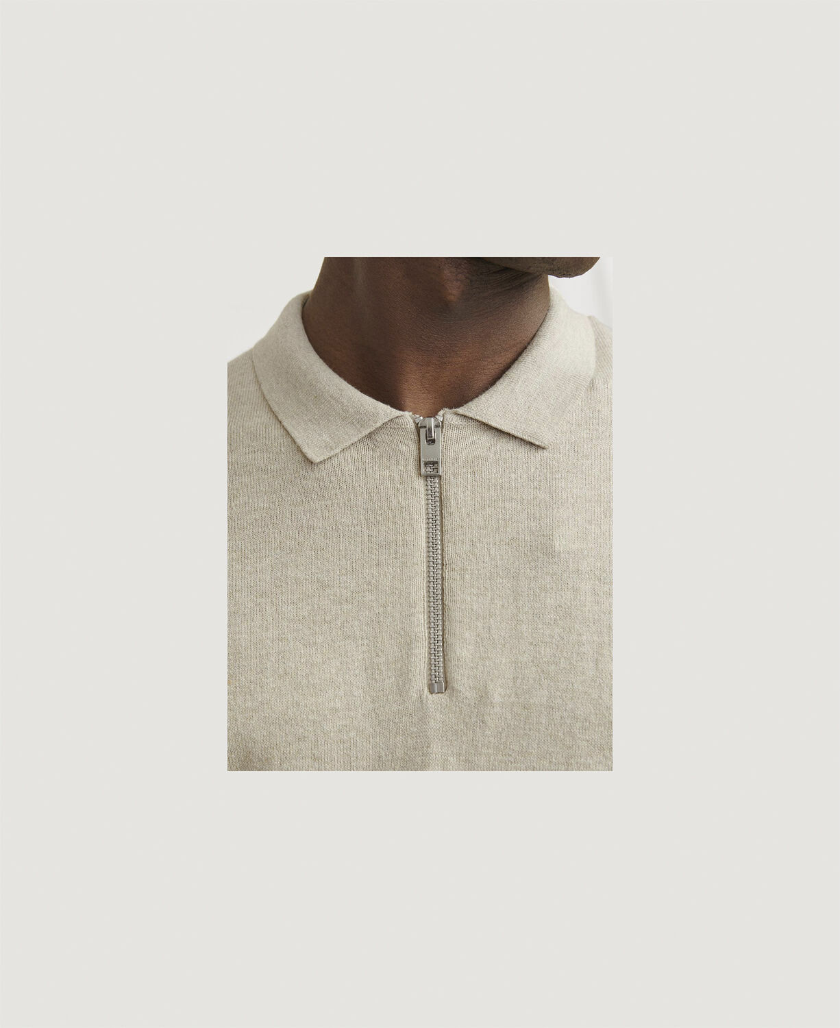 JJEEMIL KNIT POLO HALF ZIP LS NOOS
