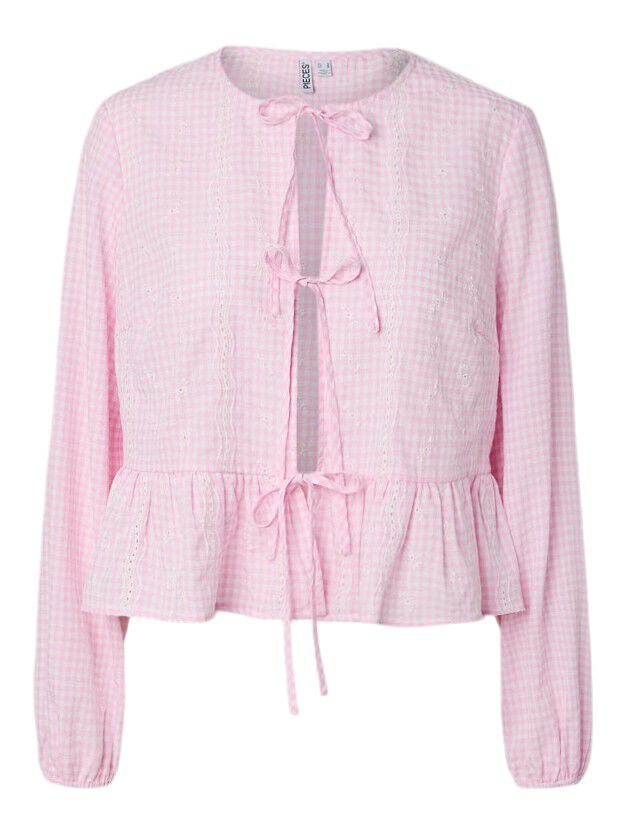 Pcmarie Ls O-Neck Tie Top Wvn D2D