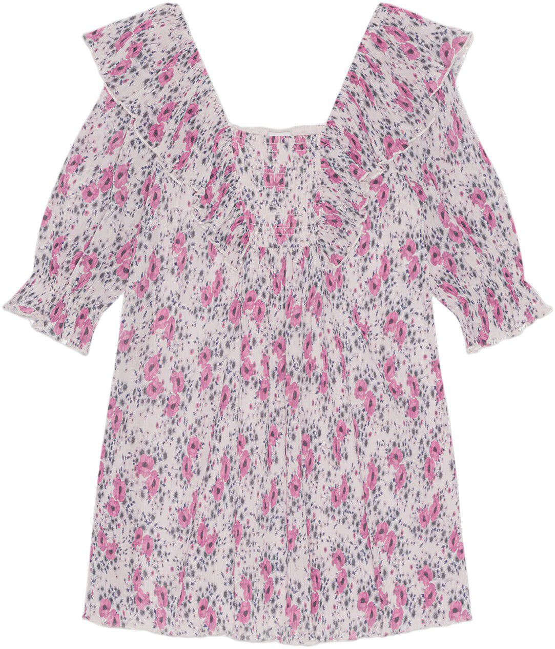 Pleated Georgette Ruffle Mini Dress