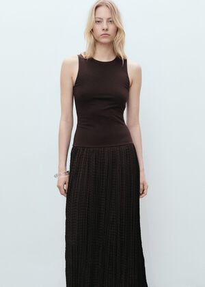 Combined-fabric long dress