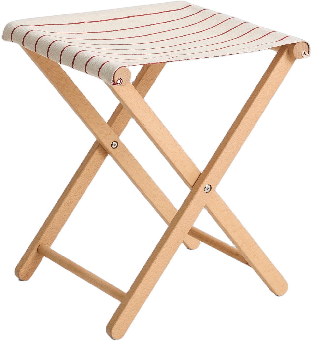 Outdoor Market Folding Stool - Black with beige stripe -